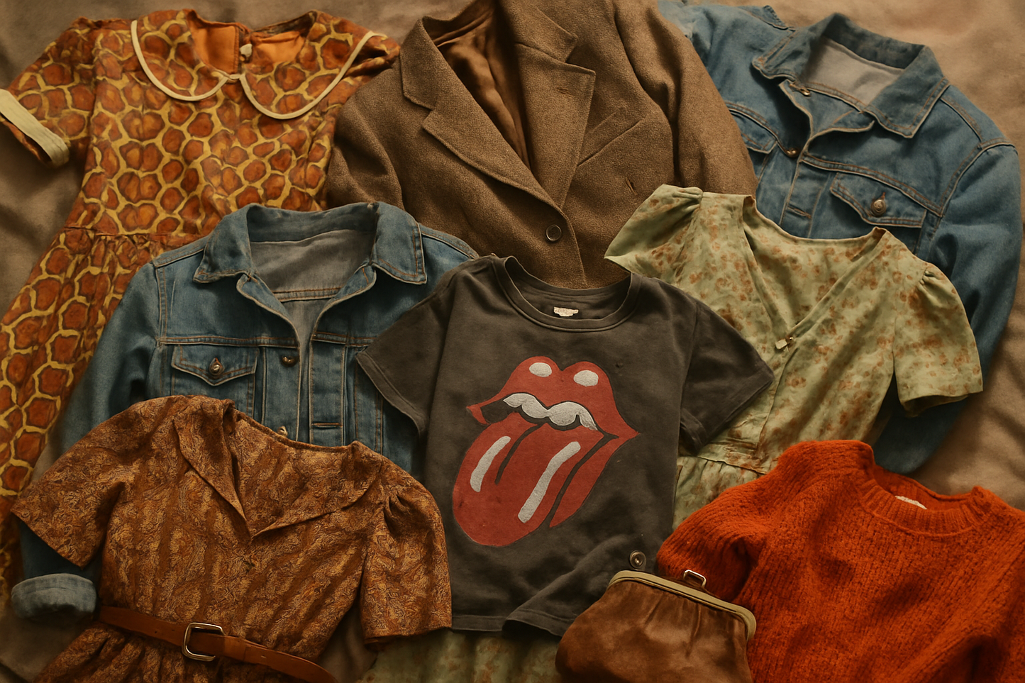 vintage clothing in pile