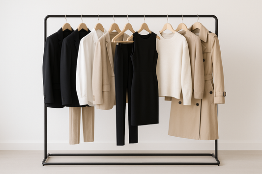 capsule wardrobe on rack